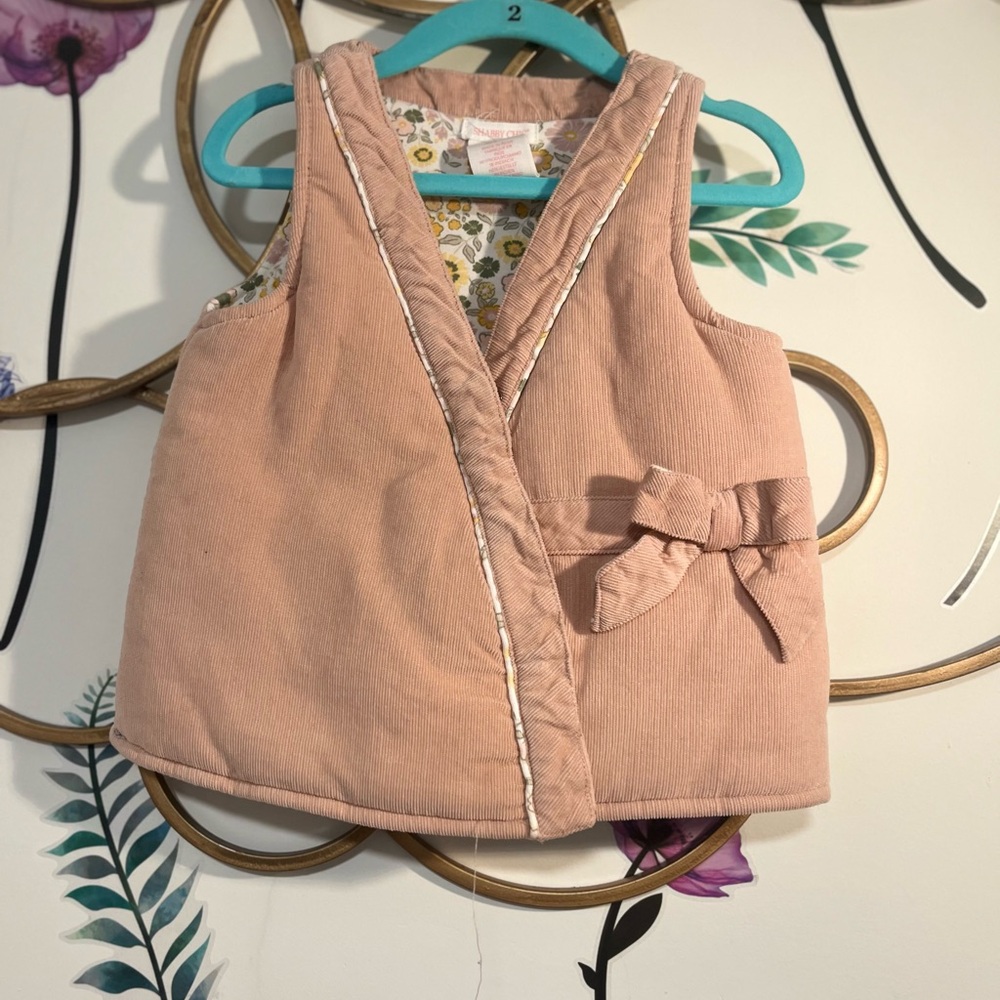 Pink Sleeveless Girls Vest with Bow